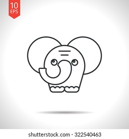 Vector outline classic grey elephand icon on white background 