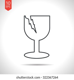 Vector outline classic grey fragile icon on white background 