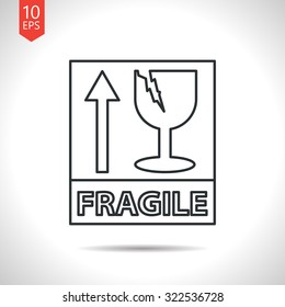 Vector outline classic grey fragile icon on white background 