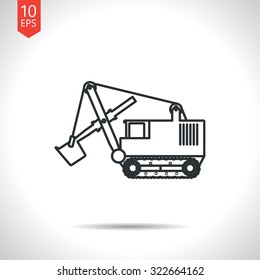Vector outline classic grey heavy machine icon on white background 