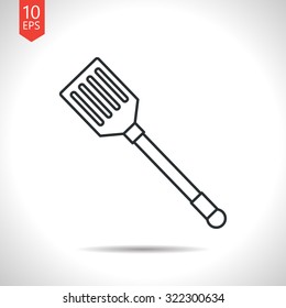 Vector outline classic grey kitchen spatula icon on white background 