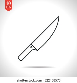 Vector outline classic grey knife icon on white background 