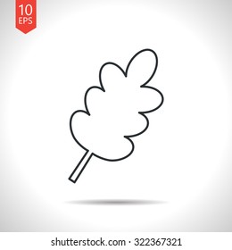 Vector outline classic grey leaf icon on white background 