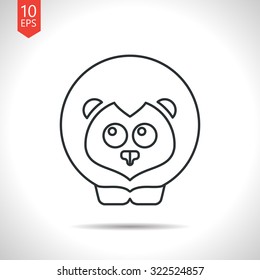 Vector outline classic grey lion icon on white background 