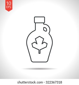 Vector outline classic grey maple syrup bottle template on white background 