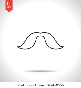 Vector outline classic grey mustache icon on white background 