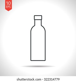 Vector outline classic grey olive oil bottle template on white background 