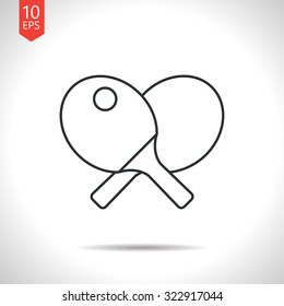 Vector outline classic grey ping-pong icon on white background 