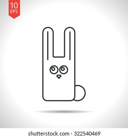 Vector outline classic grey rabbit icon on white background 