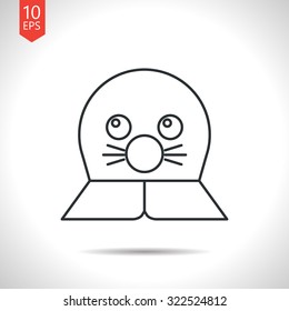 Vector outline classic grey seal icon on white background 