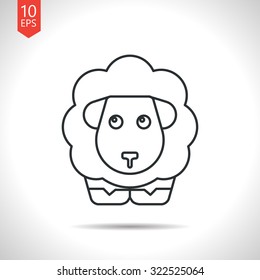Vector outline classic grey sheep icon on white background 