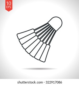 Vector outline classic grey simple badminton icon on white background 