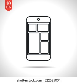 Vector outline classic grey smartphone icon on white background 