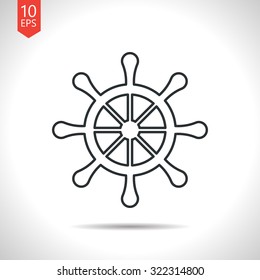 Vector outline classic grey steering wheel icon on white background 