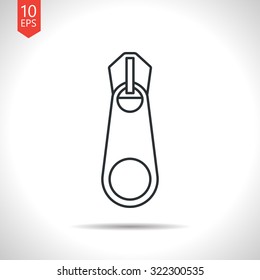 Vector outline classic grey tailor zipper icon on white background 