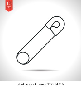 Vector outline classic grey tailor pin icon on white background 