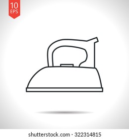 Vector outline classic grey tailor iron icon on white background 