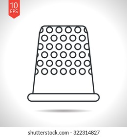 Vector outline classic grey tailor thimble for finger icon on white background 