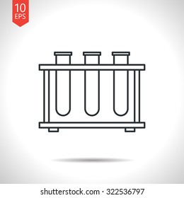 Vector outline classic grey test-tube icon on white background 