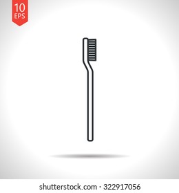 Vector outline classic grey tooth brush icon on white background 