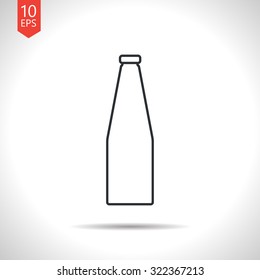 Vector outline classic grey water bottle on white background 