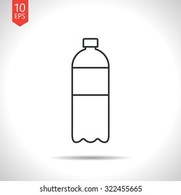 Vector outline classic grey water bottle on white background 
