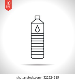 Vector outline classic grey water bottle on white background 