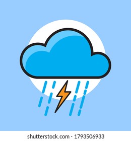 Vector outline of clouds and thunder. Can be used for icons for the weather, illustrations on t-shirts, books, feed content, posters and other publications.