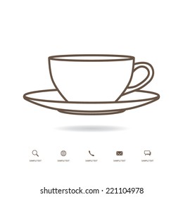 Vector outline of coffee cup symbol.