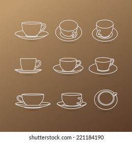 Vector Outline Of Coffee Cup Symbol.