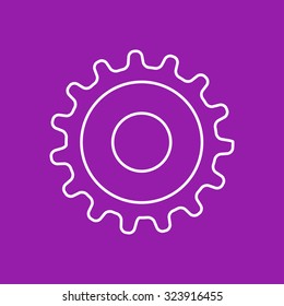 Vector outline cogwheel icon on color background 