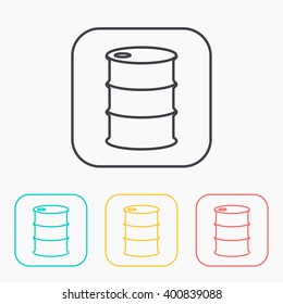 Vector outline color icon set barrels of oil 
