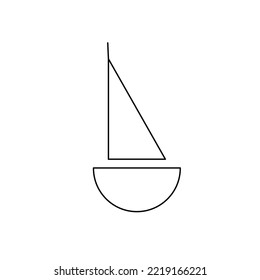 Vector outline coloring page boat for kids. Contour simple illustration. For child, for book, for preschool.