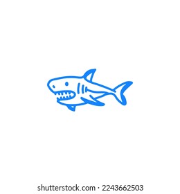vector outline concept blue shark illustration