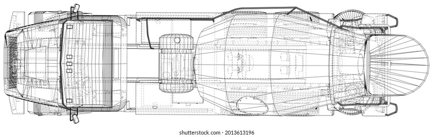 Vector outline Concrete Mixer Truck. Wire-frame Industrial transport. EPS10 format. Vector created of 3d.