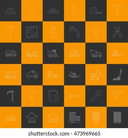 Vector outline construction orange and gray squares icons