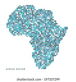 A vector outline of the continent of Africa in a pixel art style