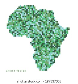 A vector outline of the continent of Africa in a pixel art style