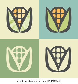 Vector outline corn food icon with watercolor fill. Elements for mobile concepts and web apps. Modern infographic logo and pictogram.