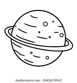 Vector outline of a cosmic Saturn planet icon.
