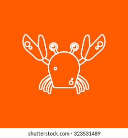 Vector outline crab icon on color background 