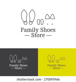 Vector outline creative family shoes store logotype