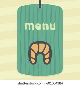 Vector outline croissant food icon on label with hand drawn striped background. Elements for mobile concepts and web apps. Modern infographic logo and pictogram.