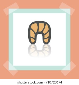 Vector outline croissant food icon on white sticker. Elements for mobile concepts and web apps. Modern infographic logo and pictogram.