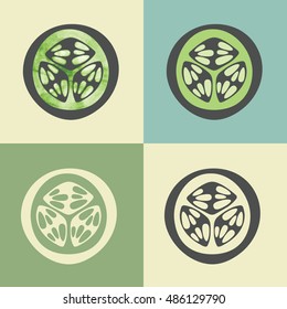 Vector outline cucumber slice food icon with watercolor fill. Elements for mobile concepts and web apps. Modern infographic logo and pictogram.