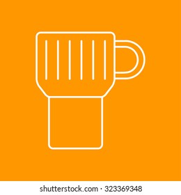 Vector outline cup for tea or coffee icon on color background 