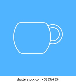 Vector outline cup for tea or coffee icon on color background 