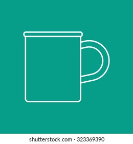 Vector outline cup for tea or coffee icon on color background 