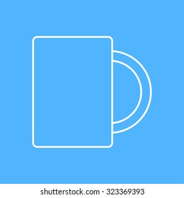 Vector outline cup for tea or coffee icon on color background 