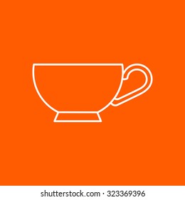Vector outline cup for tea or coffee icon on color background 